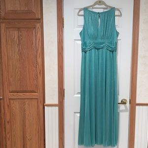Long Teal Shimmer Formal Dress